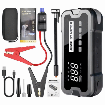 Complete Tool Case Car Jump Starter Kit 24000mAh 4000A Peak Current Power Bank Booster Cables Storage Case