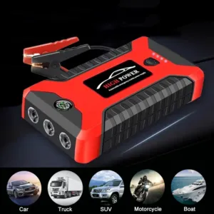 Hot Sale 12 V Portable Car Jump Starter Booster Power Bank With Air Pump Tyre Compressor Inflator for Car Shutdown Flame Out
