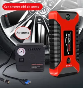 Hot Sale 12 V Portable Car Jump Starter Booster Power Bank With Air Pump Tyre Compressor Inflator for Car Shutdown Flame Out